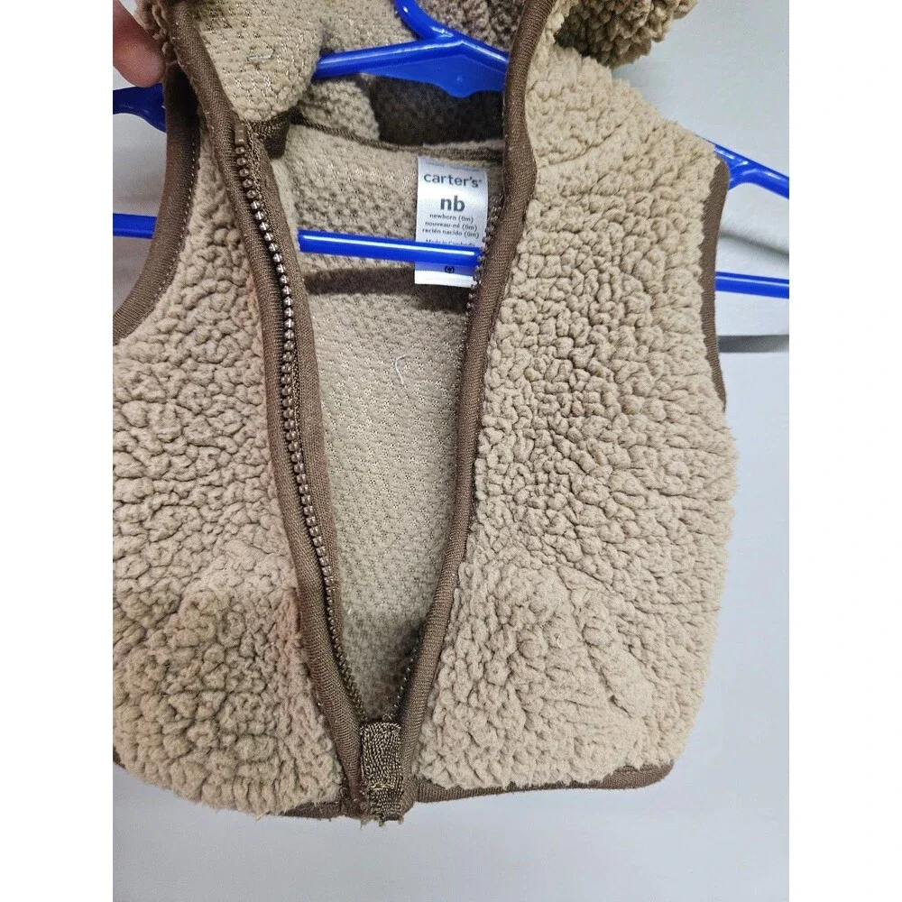 Carter's newborn brown bear fleece hooded vest